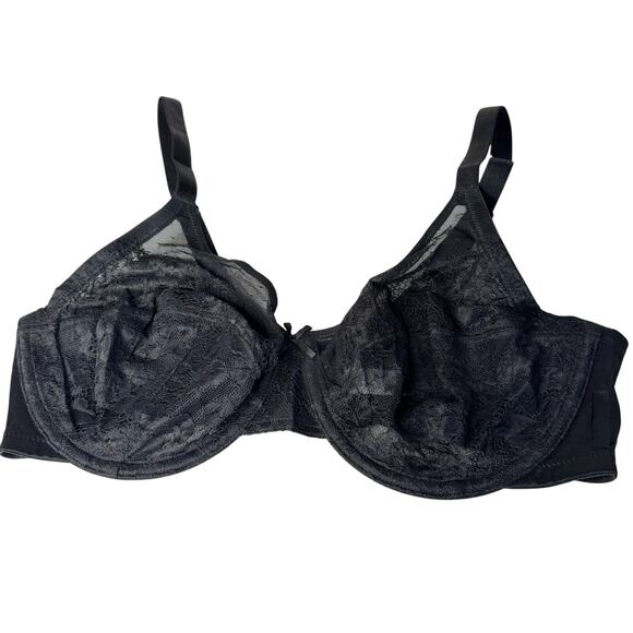 HSIA Full Coverage Unlined Underwire Bra Black Lace Plus Size NWT 36C - Picture 2 of 8